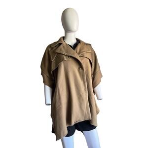Rag & Bone Biscuit Tan Trench Wool Poncho Cape One Size